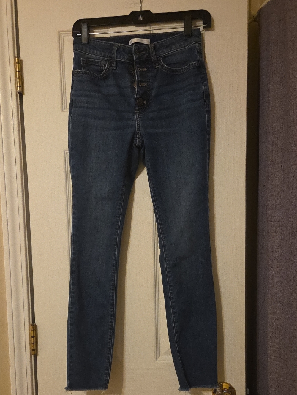 LC Lauren Conrad Dark Blue Skinny Button-Fly Jeans